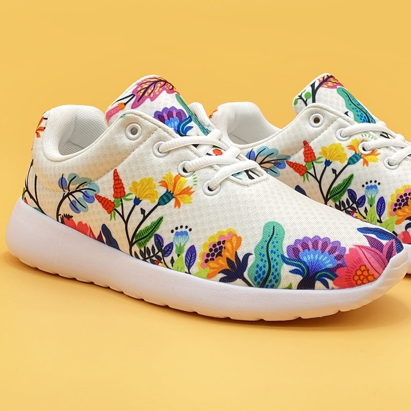 Floral Mesh Sneakers Breathable Running Walking Shoes Women's Footwear