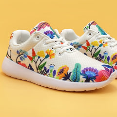 Floral Mesh Sneakers Breathable Running Walking Shoes Women's Footwear