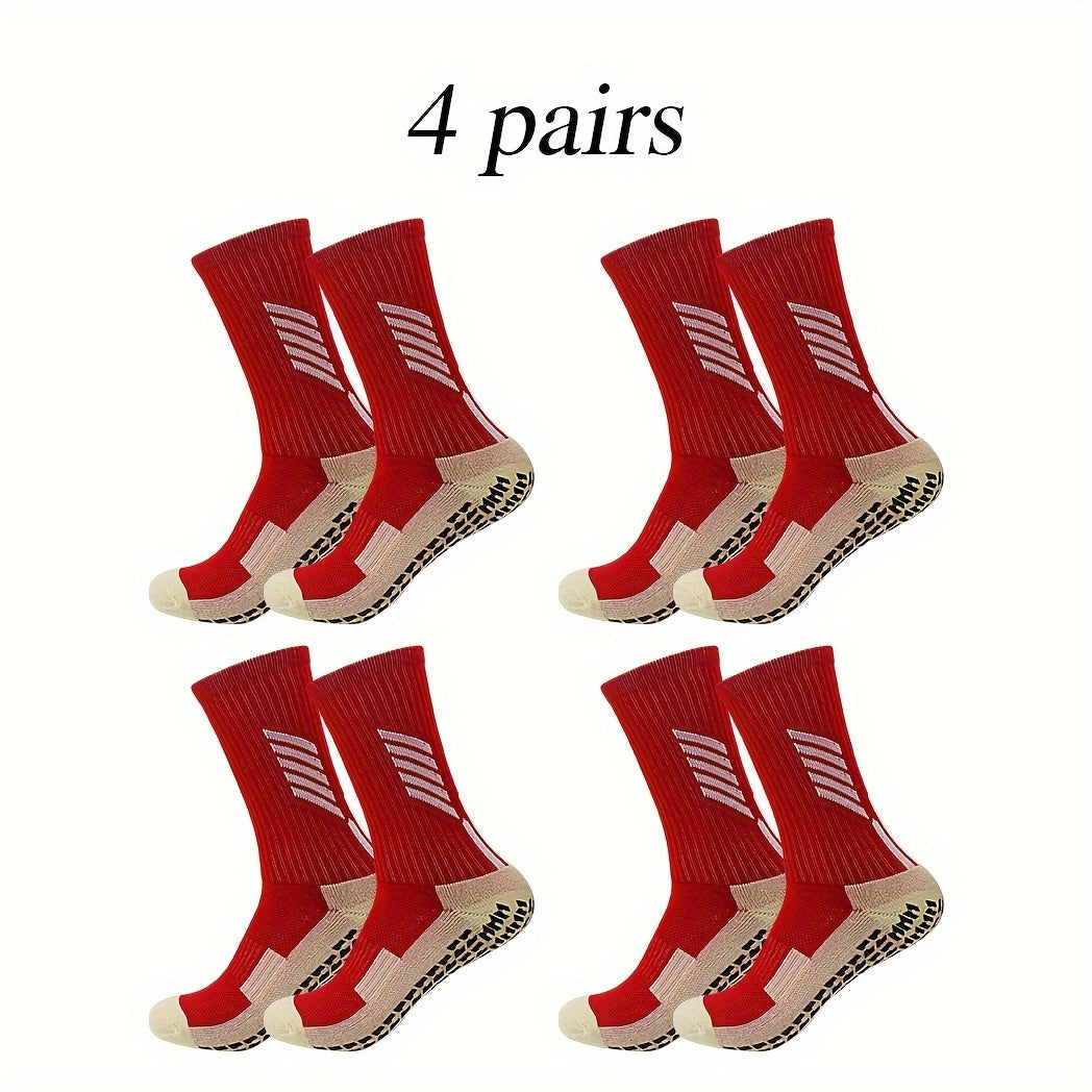 4pairs Breathable Non Slip Soccer Socks Crew Socks