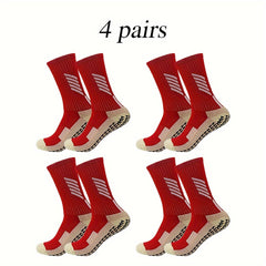 4pairs Breathable Non Slip Soccer Socks Crew Socks