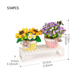 Mini Bonsai Building Blocks Flower DIY Plant Model Desktop Decoration Toy