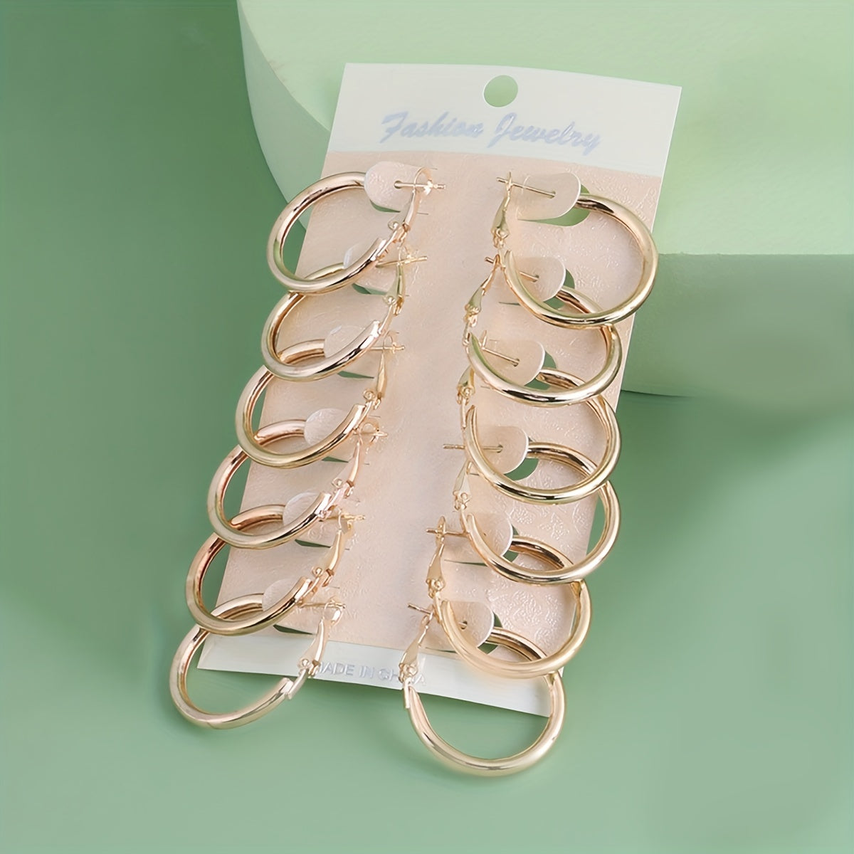 6 Pairs Golden Silver Glossy Tube Hoop Earrings Set for Daily Decoration