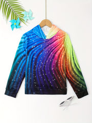 3D Rainbow Graphic Hooded Sweatshirt for Kids