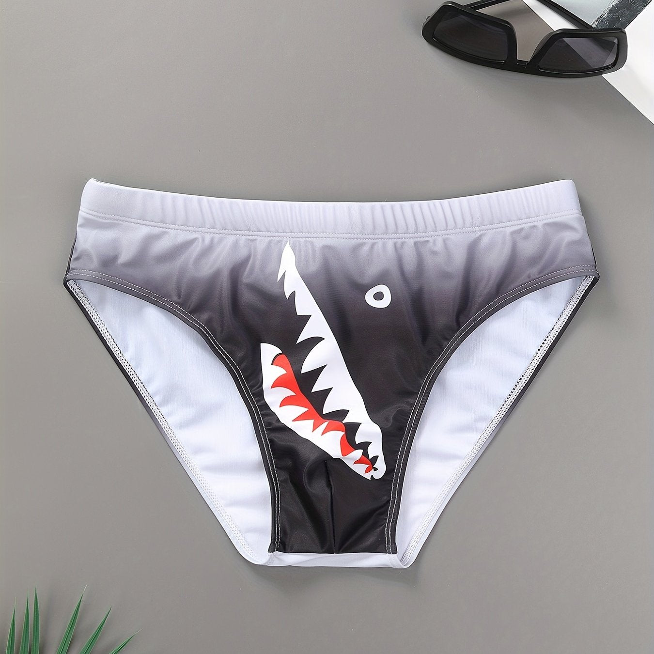 Shark Print Men's Swimsuit Brief Quick Dry Swim Briefs Bikini Swimwear