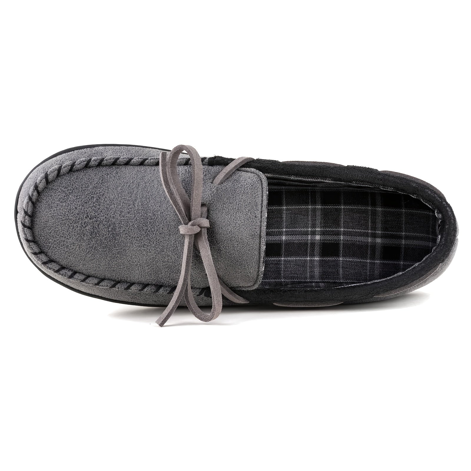Cozy Plush Moccasin Slippers Memory Foam Indoor Shoes for Men