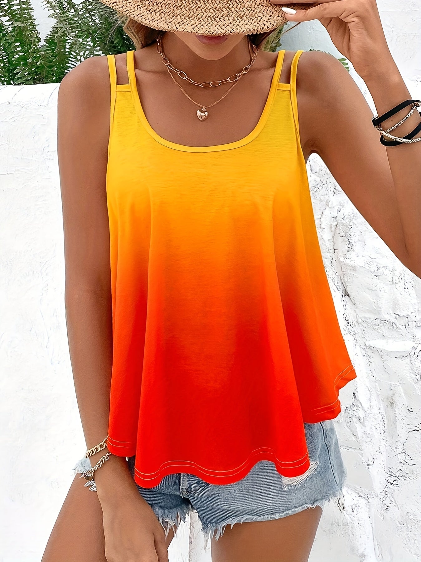 Gradient Back Cross Sexy Tank Top for Women