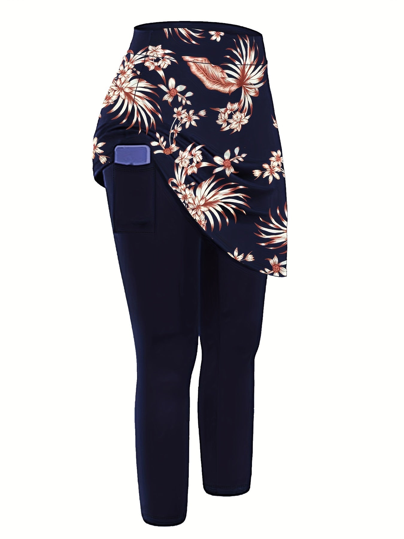 Tropical Print Tummy Control Yoga Skirted Leggings