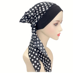 Polka Dot Rose Print Turban Head Wraps Chemo Cap Soft Ramadan Head Scarf