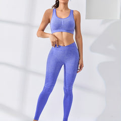 2pcs Yoga Set Cropped Top & High Waist Leggings Women's Activewear