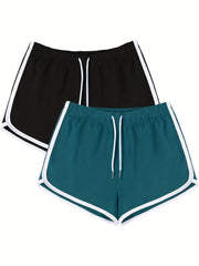 Contrast Binding Sports Running Shorts Gym Yoga Shorts Women's Activewear