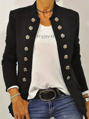 Casual Blazer Solid Button Long Sleeve Stand Collar