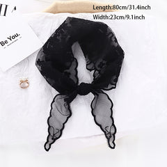 Embroidery Neck Scarf Lace Thin Neckerchief Headband Floral Scarf