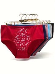 6pcs Floral Print Briefs Soft Stretchy Intimates Panties Women's Lingerie