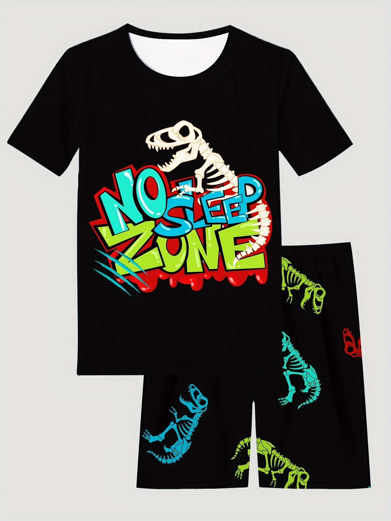 Kid's 2pcs Halloween Pajama Set Cartoon Print T shirt & Shorts