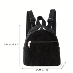 Kids Mini Corduroy Solid Backpack Schoolbag