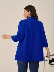 Women's Plus Size Open Front Lapel Collar Blazer