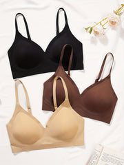 3pcs Seamless Wireless Push Up Bra Comfy & Breathable Lingerie