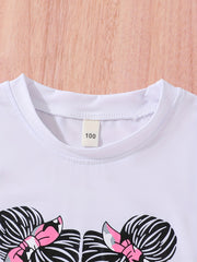 Girl's Camo Sunglasses Print T-Shirt & Shorts Set for Summer