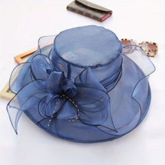 Organza Derby Hat Wide Brim Sun Hat Church Wedding Bridal Bucket Beach Hat