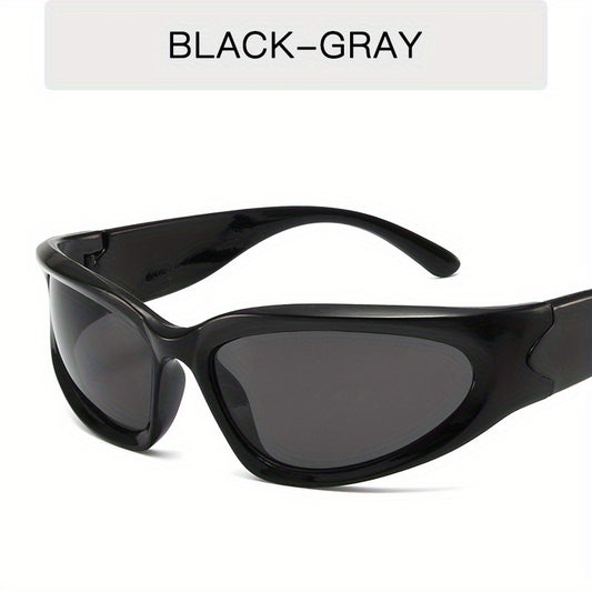 Y2K Classic Punk Sunglasses Women Steampunk Oval Wrap Around Sunglasses