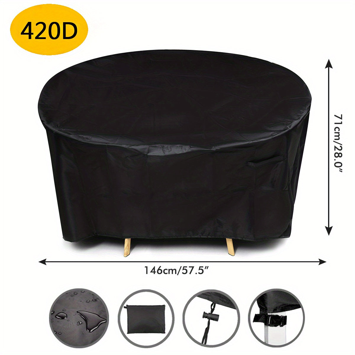 Waterproof Round Patio Table & Chair Set Cover