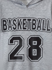 Boy's Basketball Print Hoodie & Sweatpants Set for Spring Fall