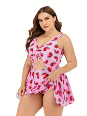 Watermelon Print Cut Out One Piece Swimwear
