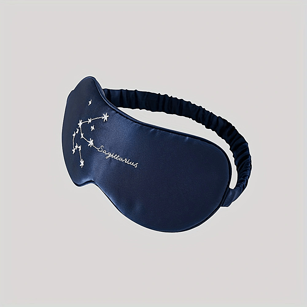 Navy Zodiac Constellation Silk Eye Mask Embroidered Dual Side