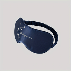 Navy Zodiac Constellation Silk Eye Mask Embroidered Dual Side