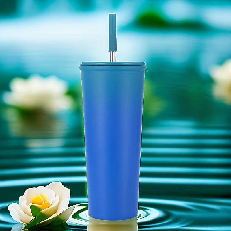 Insulated Stainless Steel Straw Water Cup 24oz Outdoor Sports Fitness Travel