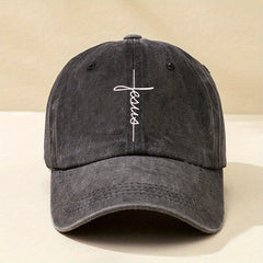 Faith Cross Print Baseball Cap Distressed Dad Hat Lightweight