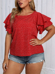 Polka Dot Layered Sleeve Blouse