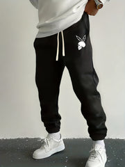 Rabbit Skull Print Drawstring Sweatpants Loose Fit Casual Joggers