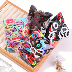100 Colorful Hair Ties for Baby Girls' Ponytails