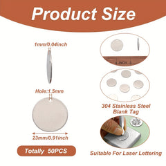 50pcs Stainless Steel Blank Tag Pendants Necklace Jewelry Making
