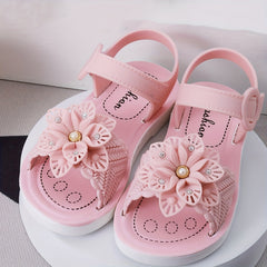 Flower Solid Open Toe Sandals for Baby Girls Breathable Non-Slip Sandals