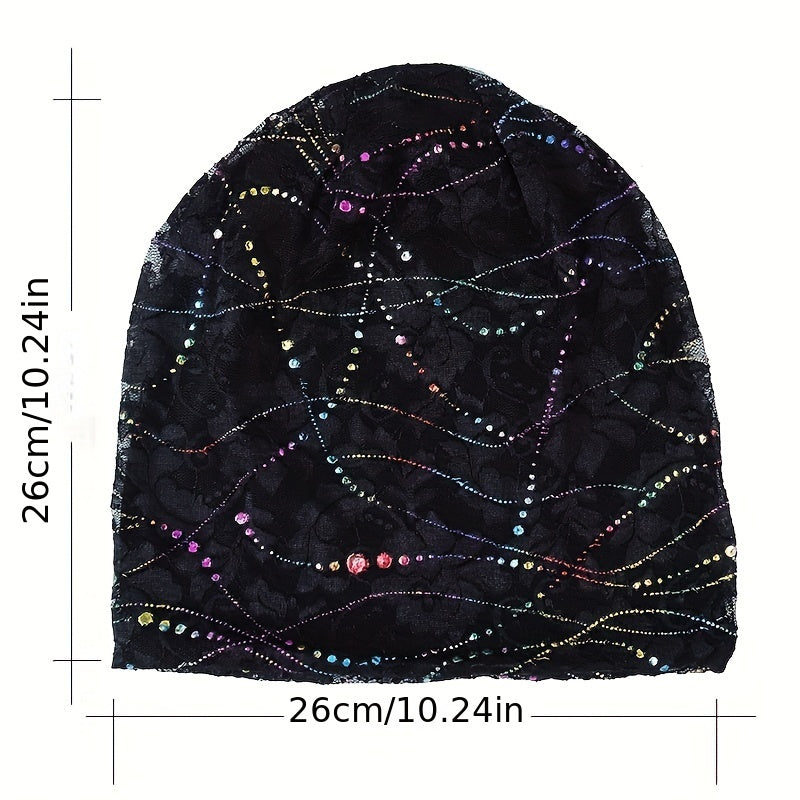 Rhinestone Lace Beanie Turban Cap Head Wrap Chemo Hats