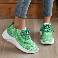 Women's Lace Up Knit Running Shoes Non slip Weaving Sneakers