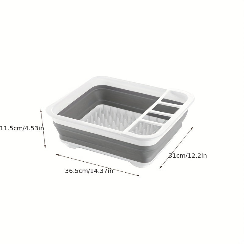 Folding Telescopic Draining Dish Rack Plastic Tableware Storage Box