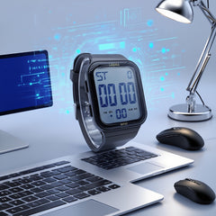 Boys' Waterproof Digital Watch w/ Alarm Square TPU Strap
