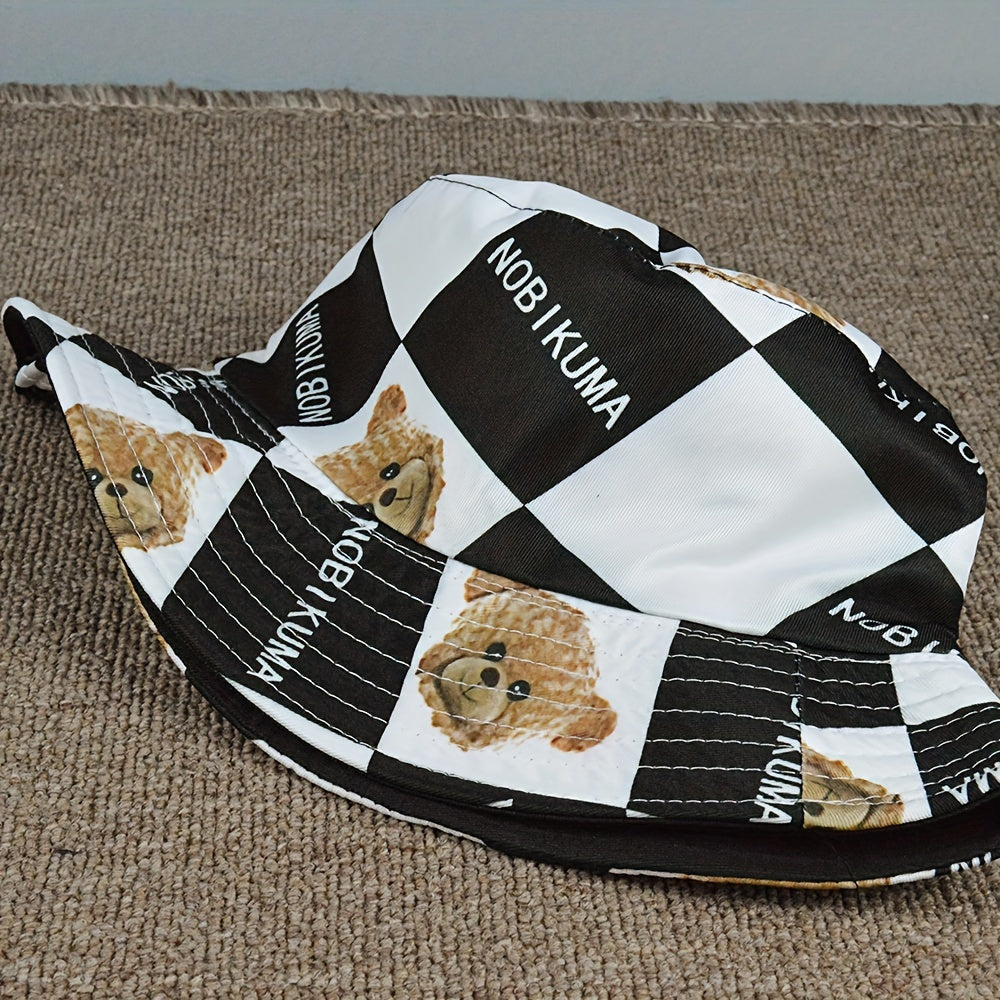 Puppy Print Bucket Hat Sunshade Sunscreen Reversible Wear