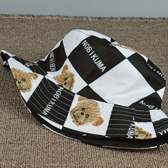Puppy Print Bucket Hat Sunshade Sunscreen Reversible Wear
