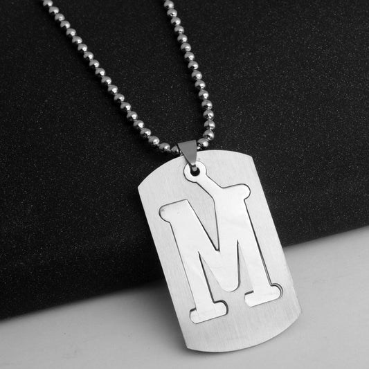 Men's Letter Pendant Necklace Stainless Steel Punk Chain A N