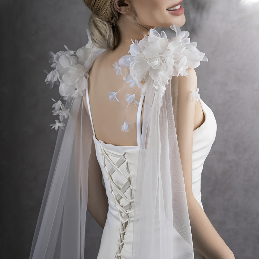 Handcrafted 3D Floral Shawls for Church Wedding Bridal Gown