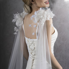 Handcrafted 3D Floral Shawls for Church Wedding Bridal Gown