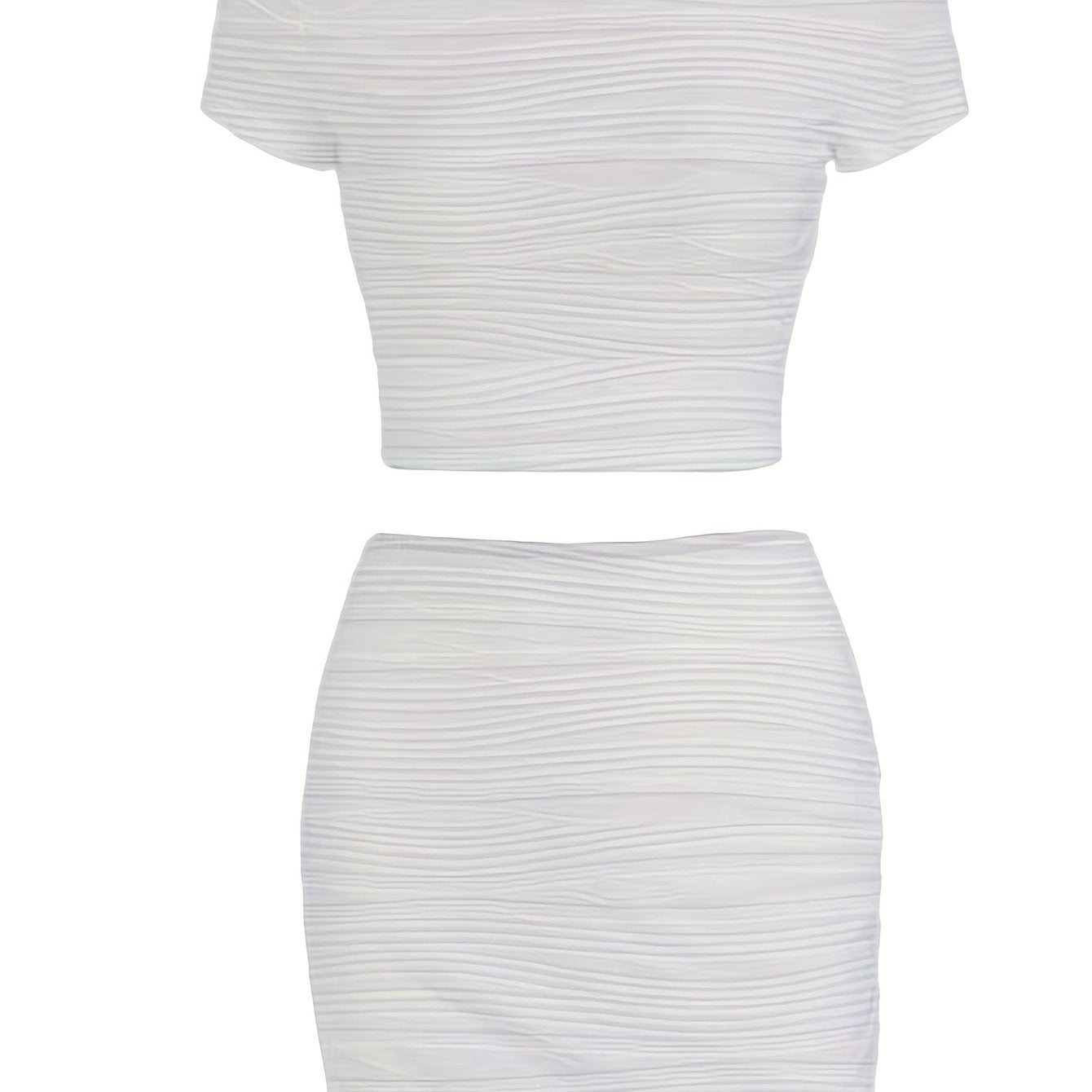 Women's Textured Two Piece Skirt Set Short Sleeve T shirt & Mini Skirt