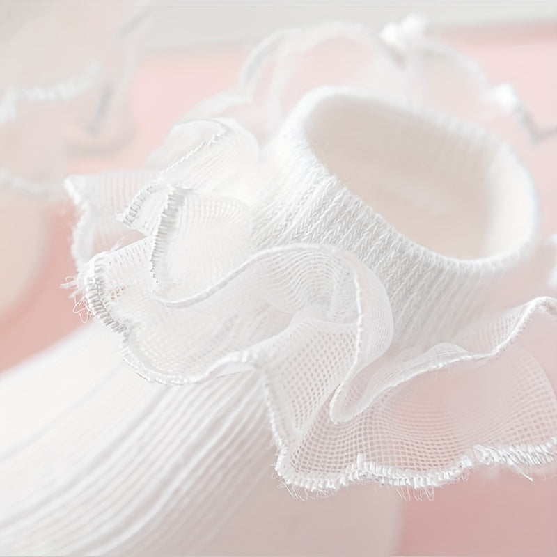 Baby Girls Mesh Trim Ankle Socks Breathable Comfortable Princess Socks