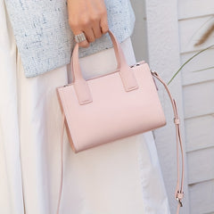 Brown Leather Tote Bag with Zipper Closure Large Capacity