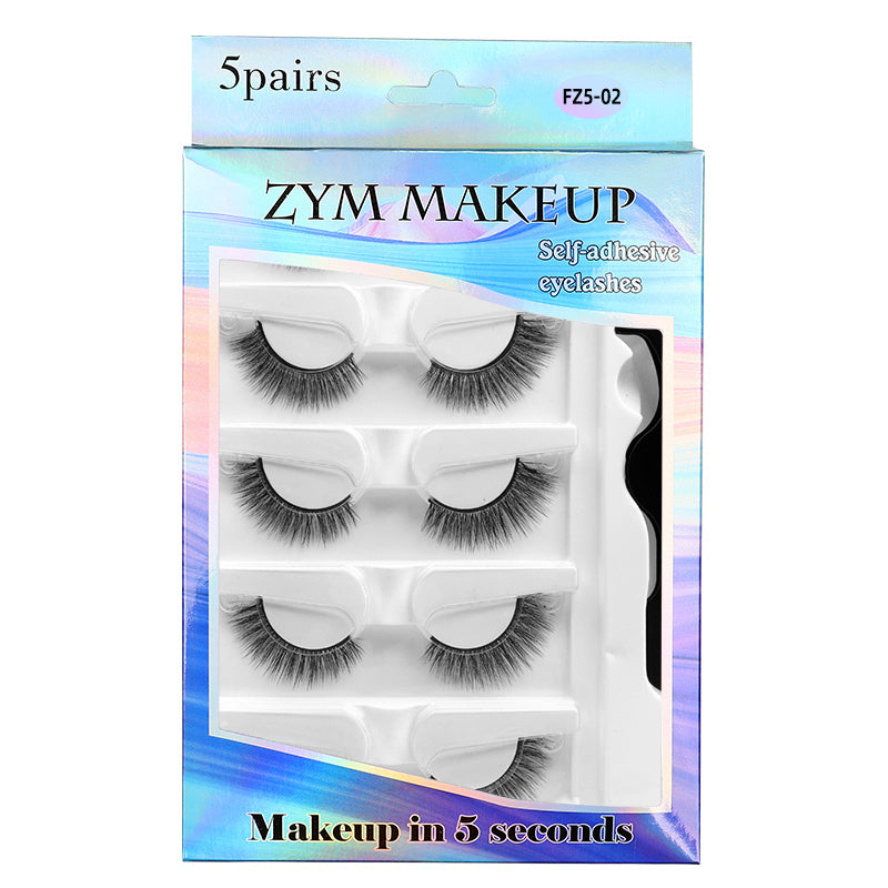 5 Pairs Holographic Self-Adhesive Eyelashes with Tweezers