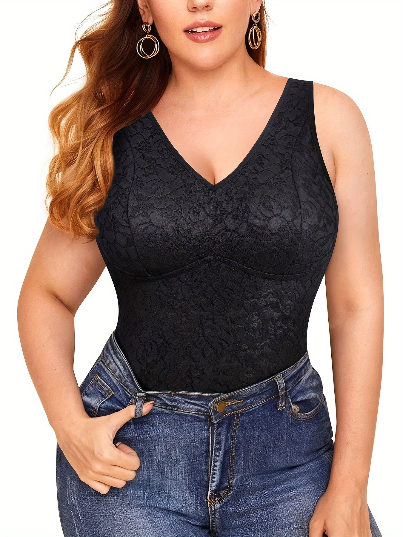 Lace Decor Shapewear Compression Body Shaper Sleeveless Top